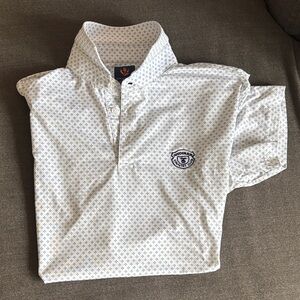 Donald Ross sport men’s large medinah country club golf polo white and blue